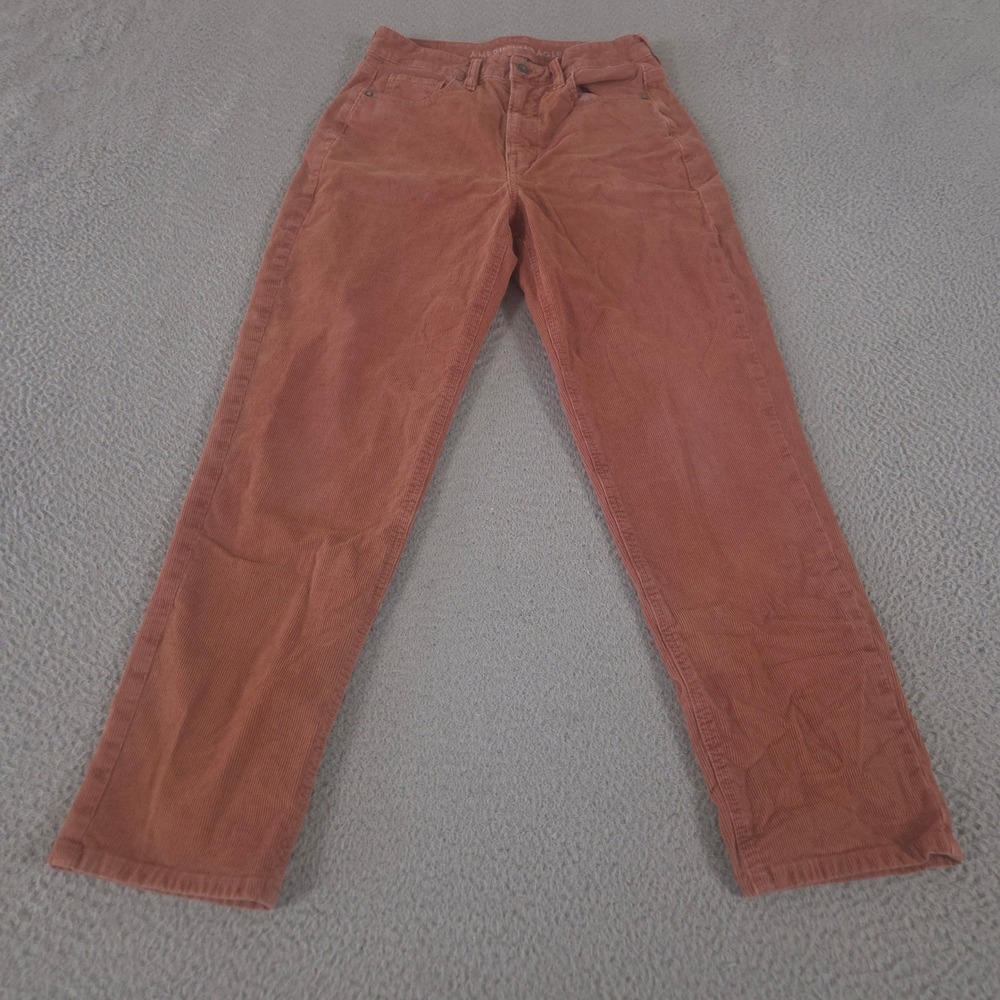 American Eagle Jeans Womens 4 Rust Mom Straight Corduroy Stretch High Rise Pants